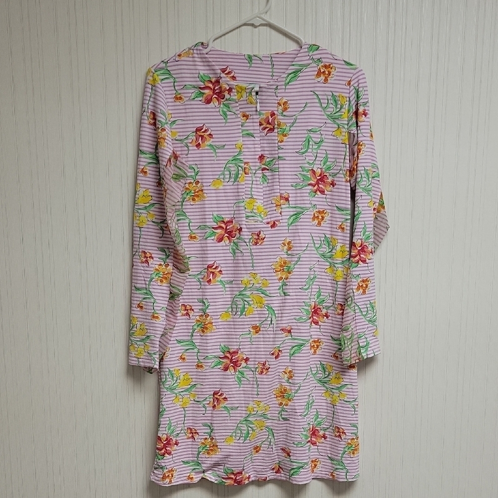 IBKUL Pink Floral Long Sleeve Joanna Print Dress Medium UPF 50+ Golf Athleisure